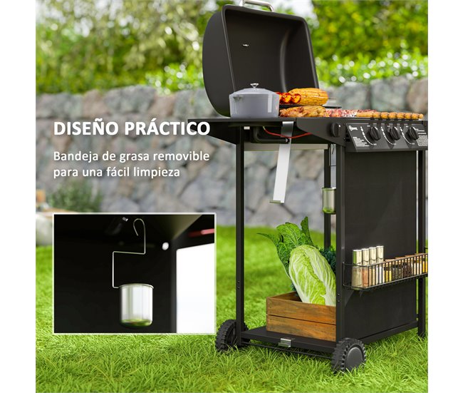 Barbecue a Gás Aço e ABS Outsunny Preto