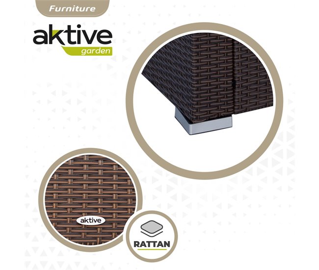 Conjunto de mobiliário de terraço, poltronas, sofá e mesa de centro em rotim Aktive Preto