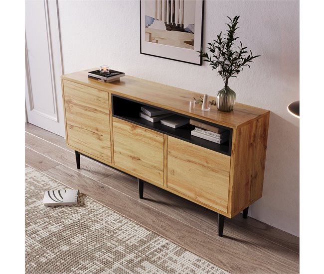 Aparador de mdf com 3 portas Natural