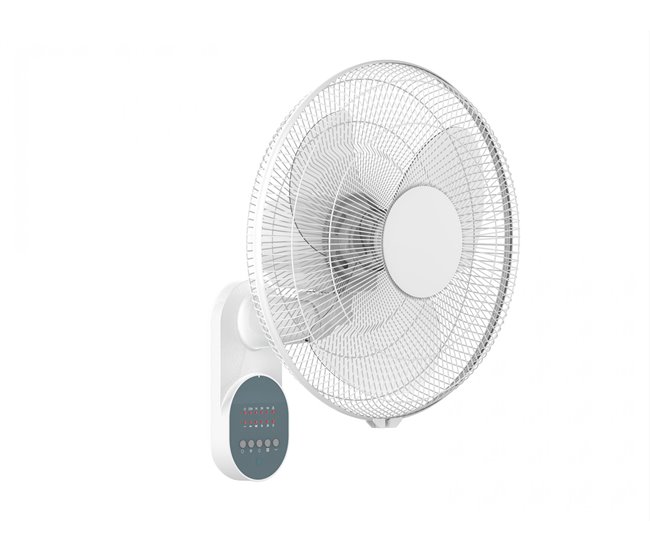 Ventilador montado na parede com temporizador e 3 velocidades Branco