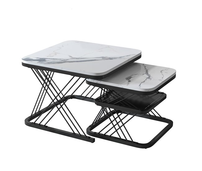 Mesa de centro, mesa de sala, mesa de sofá. 60x45 Branco/ Preto