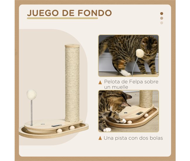 Arranhador para Gatos Aglomerado de Madeira e Juta PawHut Castanho