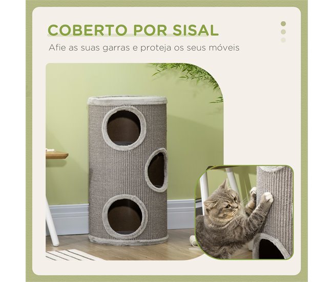 Arranhador em Forma de Cilindro Cinza