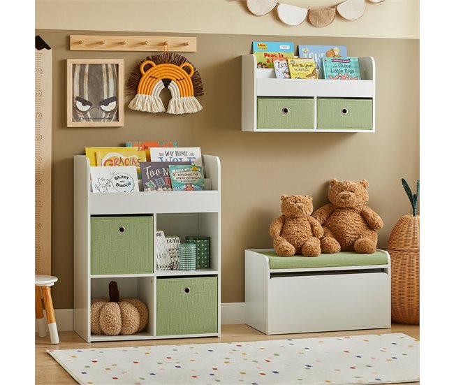 Banco organizador de brinquedos para crianças SoBuy KMB80-W Branco