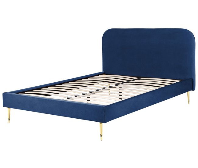 Beliani Cama com estrado Veludo FLAYAT 153x215 Amarelo