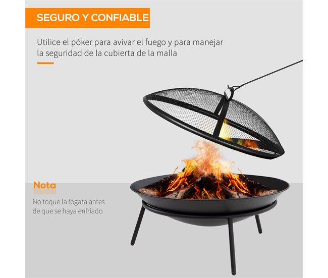 Braseiro de Exterior Metal Outsunny Preto