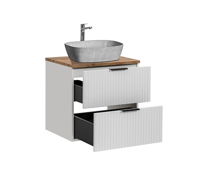 Móvel de lavatório simples com efeito de pedra Adriel Branco