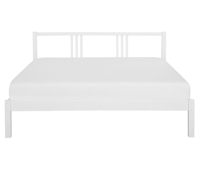 Beliani Cama Madera de pino VANNES 167x209 Branco