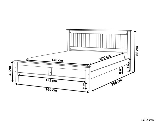 Beliani Cama com estrado Pinho MAYENNE Castanho