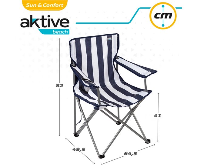 Cadeira de campismo dobrável com porta-copos Aktive Azul