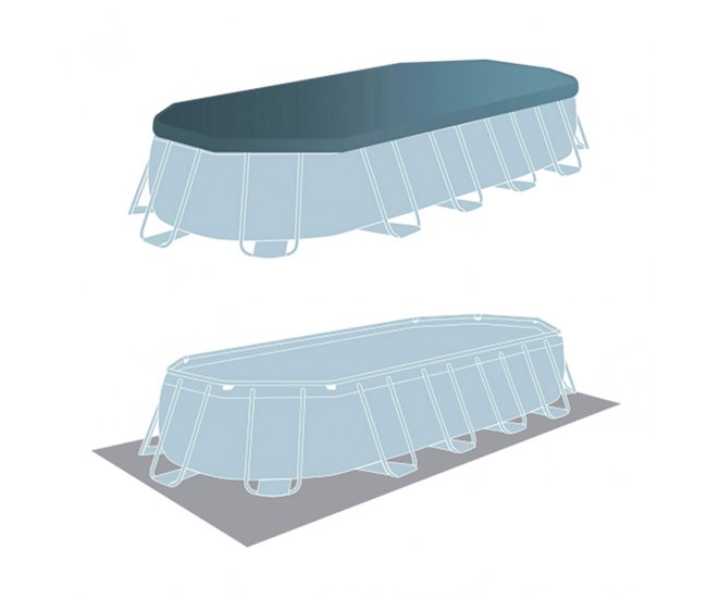 Piscina oval amovível Intex estrutura prisma oval 610x305x122 cm com purificador Cinza