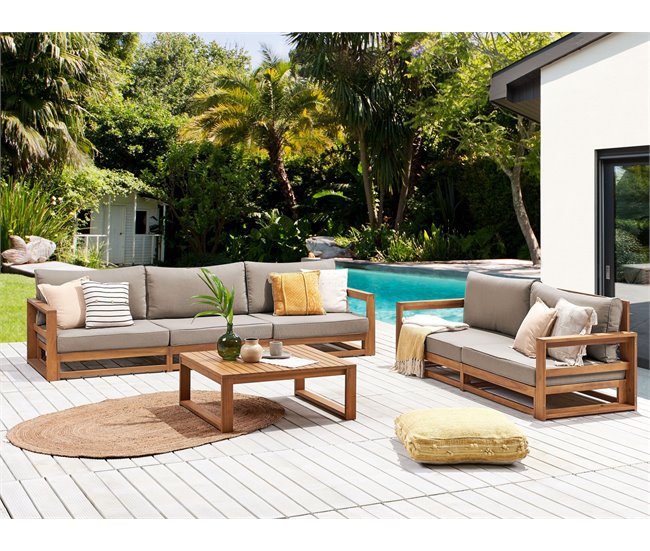 Beliani Conjunto lounge Madeira de acácia com certificado FSC® TIMOR Cinza Escuro