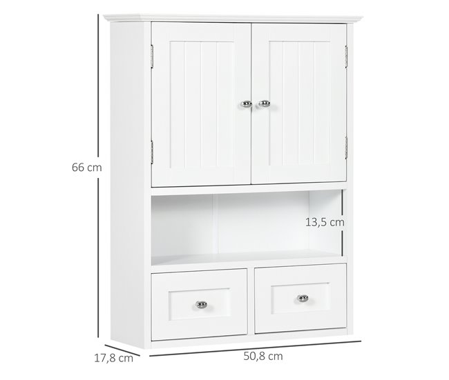 Armário de Parede MDF kleankin, casa - casa de banho 50 Branco