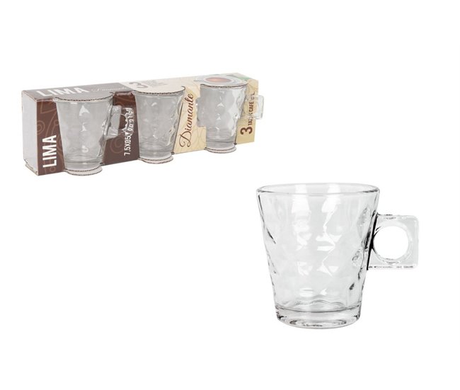 Conjunto de chávenas LIMA DIAMANTE 3 peças Transparente