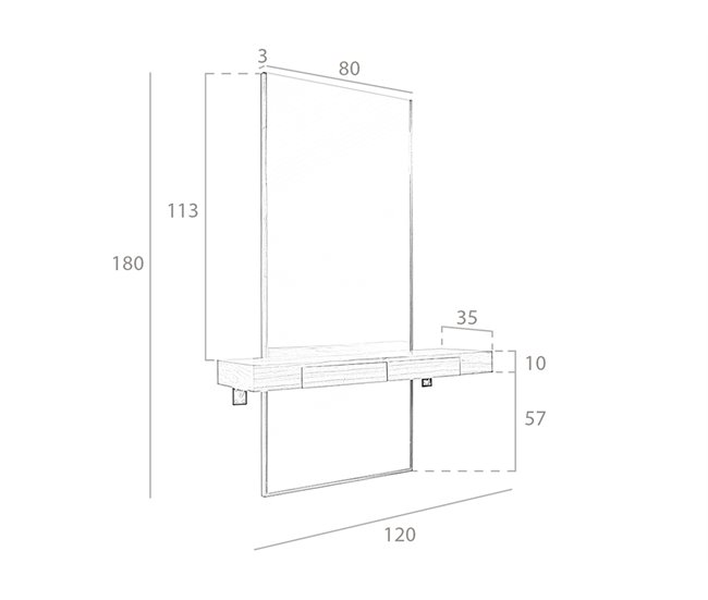 ANGEL CERDA Espelho de parede retangular nogueira Nogal