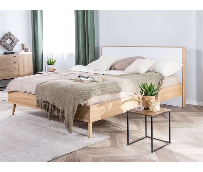 Beliani Cama com LED MDF SERRIS 188x215 Castanho