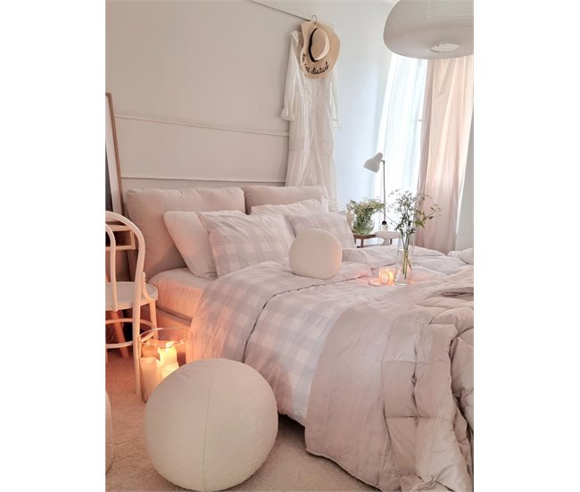 Beliani Cama com estrado Chenille MELLE 175x240 Bege
