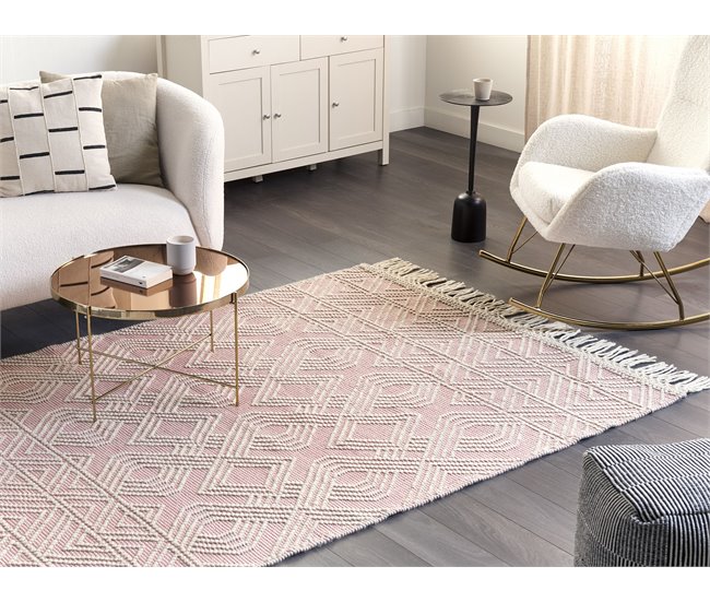 Beliani Pelos curtos ADANA 160x230 Rosa Talco