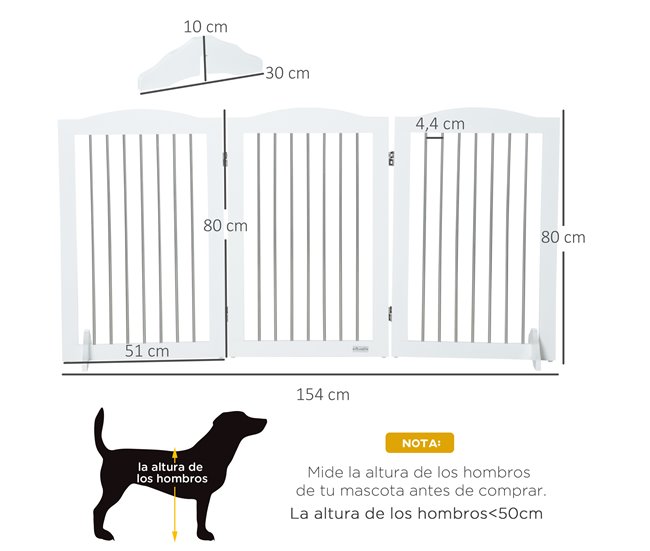 Barreira de Segurança para Animais de Estimação MDF e Aço PawHut Branco