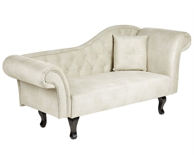 Beliani Chaise longue versão à direita Veludo LATTES Bege