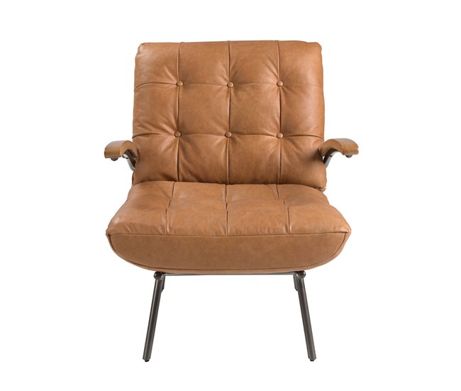 ANGEL CERDA Poltrona de couro marrom e freixo Camel