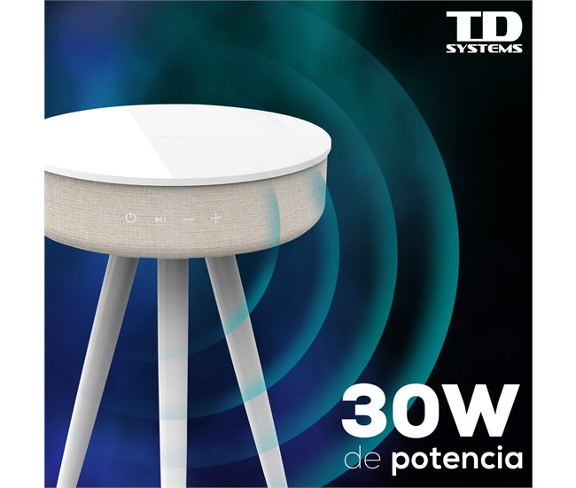 Altifalante Mesa Bluetooth 30W com bateria de 2200mAh - TD Systems SM30B11WB Branco Brillo