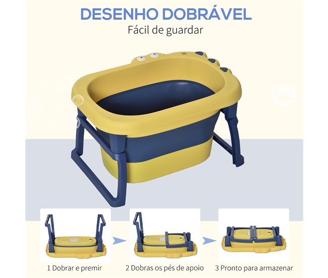 Banheira Dobrável para Bebé Polipropileno (PP), TPE HOMCOM Amarelo