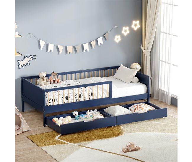 Conjunto de 2 gavetas de arrumação para cama de madeira Azul