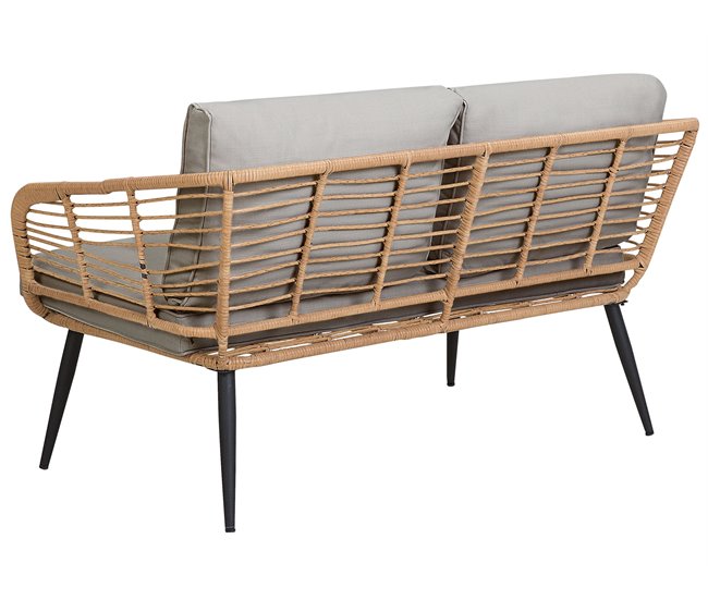 Beliani Conjunto lounge Ratan sintético CORINTH II Cinza Claro