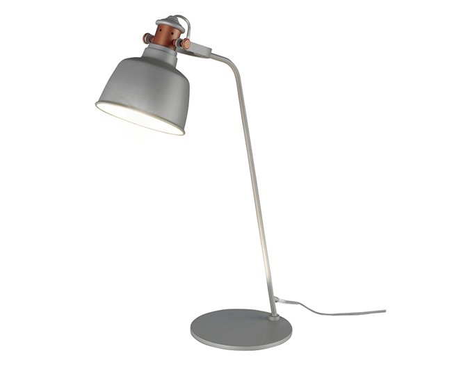 ANGEL CERDA Candeeiro de mesa em aço cinzento e pormenores em bronze Cinza