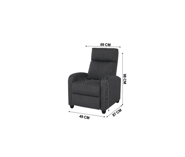 Cadeirão EROS manual relax cinza escuro Cinza Escuro