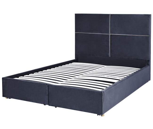 Beliani Cama baú Veludo VERNOYES 148x214 Preto