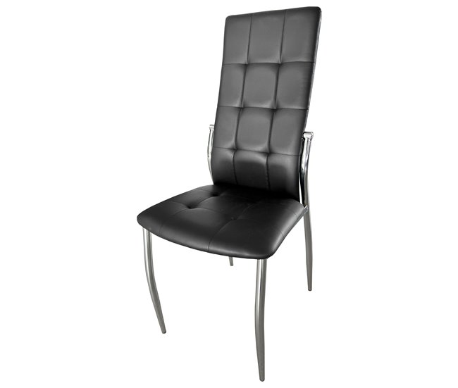 Cadeira de jantar Laci em couro sintético e cromo Preto
