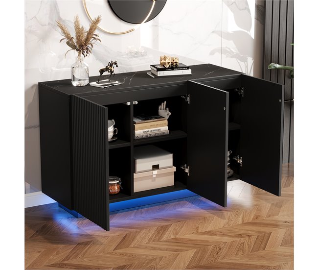 Aparador de mdf com 3 portas Preto