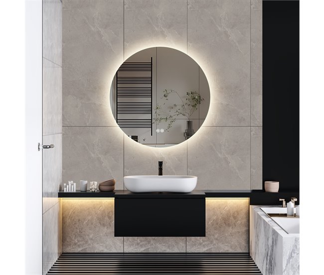 Espelho LED redondo para banheiro 80x4 Transparente