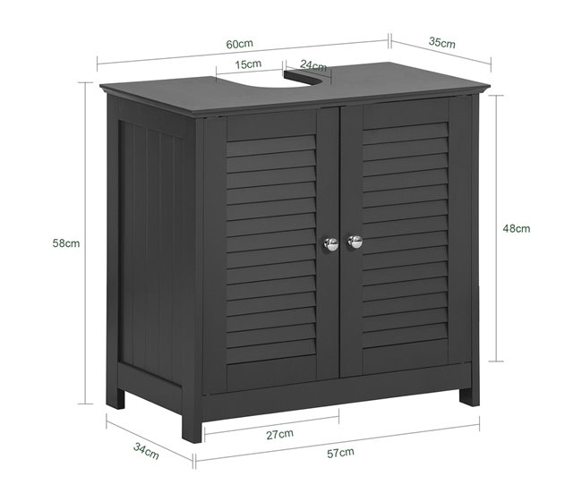 Armário de lavatório com 2 portas FRG237-W SoBuy 60 Branco