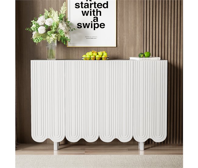 Aparador de painel de partículas com 4 portas 120 Branco