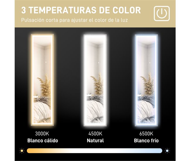 Espelho de Pé Vidro temperado e MDF HOMCOM, casa - decoração Cinza