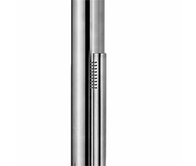 Chuveiro exterior curvo ALGHERO em aço inoxidável 316L com chuveiro manual, aço inoxidável acetinado Cinza