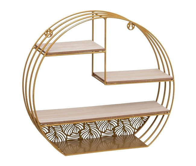 WELL HOME - Prateleira de parede metálica e madeira Dourado