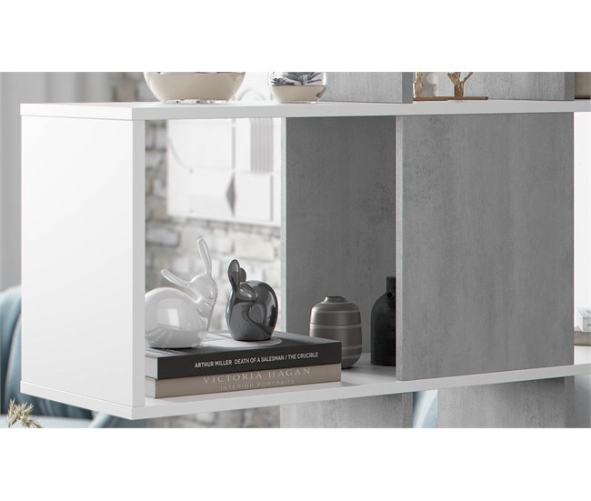 Estante ZIGZAG 4 níveis branco e cimento Branco