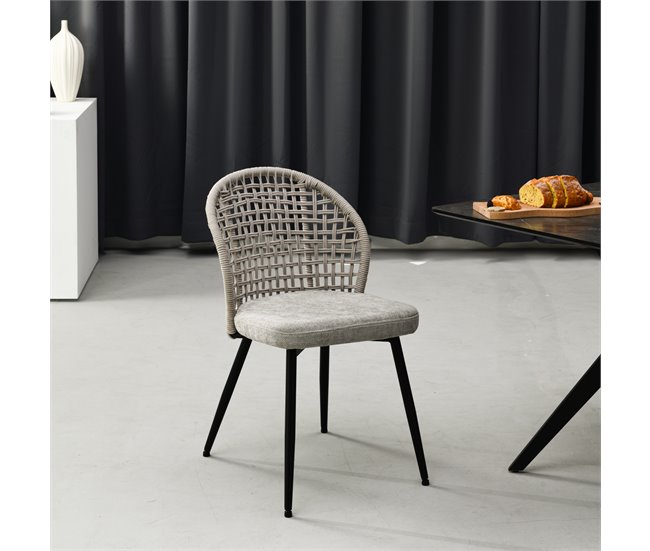 Cadeira revestida em tecido cinza SUKI Cinza