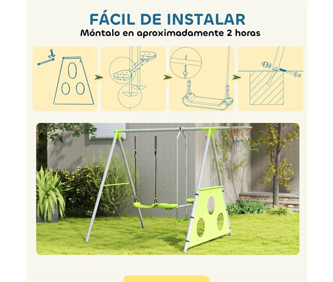 Conjunto de Brincar para Exterior Metal, PE e Poliéster AIYAPLAY Verde