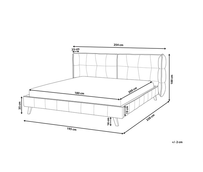 Beliani Cama com estrado Veludo SENLIS 254x220 Bege