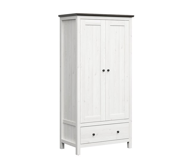 Armário de 2 portas com 1 gaveta Duck Branco/ Madeira