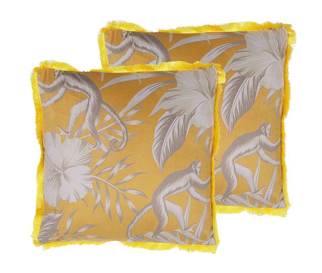 Beliani Almofada decorativa MANJU Amarelo