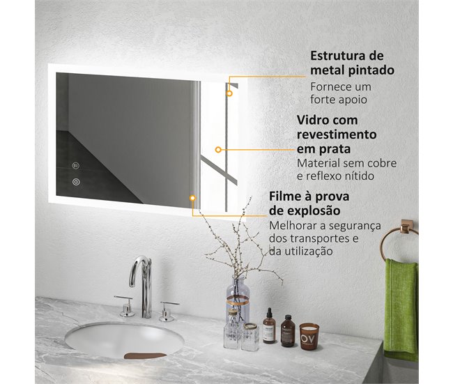 Espelho Casa de Banho Vidro e Metal kleankin Prata