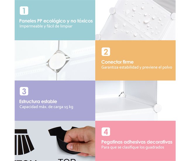 Armário Modular PP HOMCOM, casa - móveis de armazenamento 75 Branco