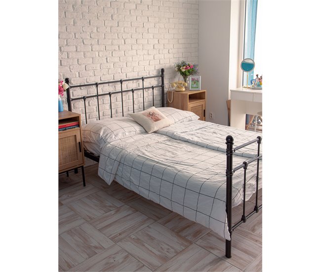 Beliani Cama com estrado Metal LYNX Preto