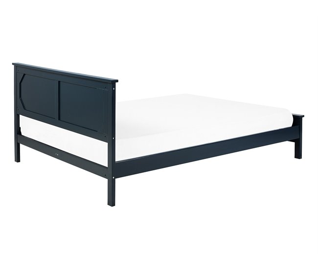Beliani Cama com estrado Pinho OLIVET 148x208 Azul